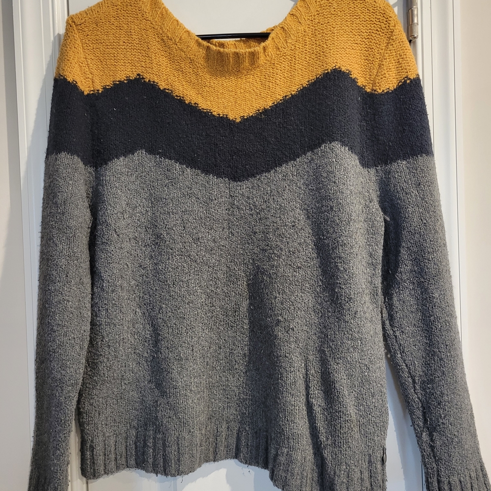 Roxy Chevron Sweater - Mustard and Charcoal